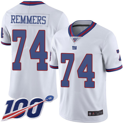 Men New York Giants 74 Mike Remmers Limited White Rush Vapor Untouchable 100th Season Football NFL Jersey